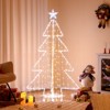 Tangkula 5 FT LED Lighted Cone Tree Indoor & Outdoor Xmas Decoration w/ Star Topper & Round Base - 3 of 4