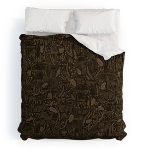 Deny Designs 3pc Full/Queen Iveta Abolina Mushrooms Dark Brown Comforter Bedding Set - 1 of 3