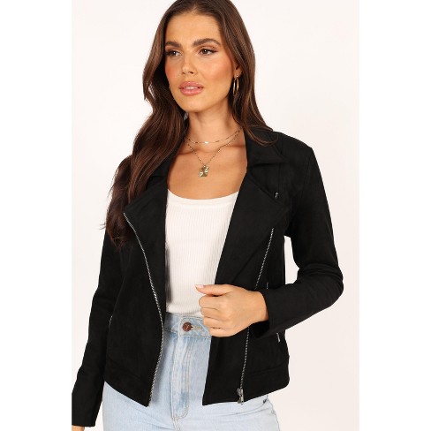 Ladies faux suede biker on sale jacket