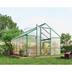 Garvee Outdoor Greenhouse, Polycarbonate Panels, Roof Vent, Lockable Door, Ground Stakes, Aluminum Walk-In for Patio, Lawn - 1 of 4