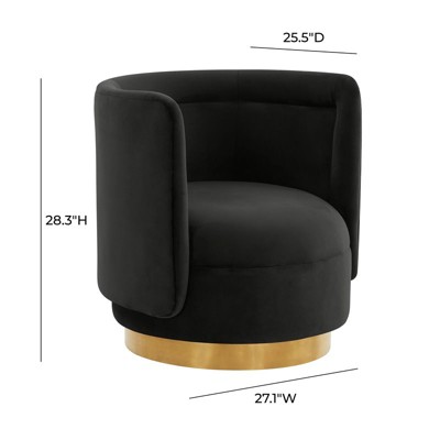 Black Velvet Swivel Accent Chair with Pine Frame