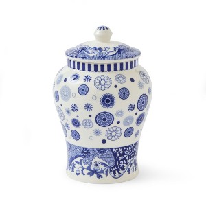 Spode Blue Italian Brocato Porcelain Ginger Jar - 5-Inch Decorative Lidded Accent with Imari Border in Classic Blue & White for Traditional - 1 of 4