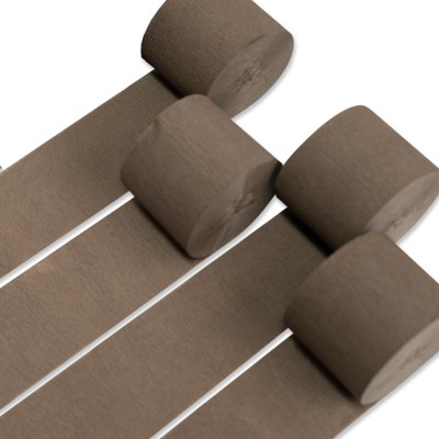 PartyWoo Crepe Paper Streamers Brown 4 Rolls 328 ft 1.8 in x 82 Ft Roll