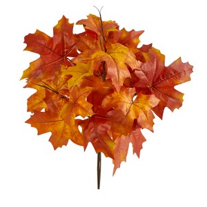 Nearly Natural 18-in Autumn Maple Leaf Artificial Flower (Set of 2), Orange - 1 of 2