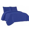 Home Mart Goods Royal Blue 3 Piece Modern Geometric Solid Soft Plush Cozy Bedspread Quilt Set - 2 of 4