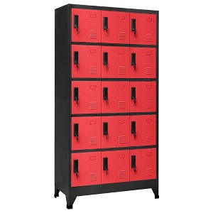 vidaXL Locker Cabinet Anthracite and Red Steel Large Locks - 1 of 4
