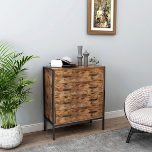 CAVINAS Bedroom Dresser,Wood Storage Dressers & Chest of Drawers with Steel Frame and 4/6 Drawer for Living Room,Entryway,Rustic Brown - 1 of 4