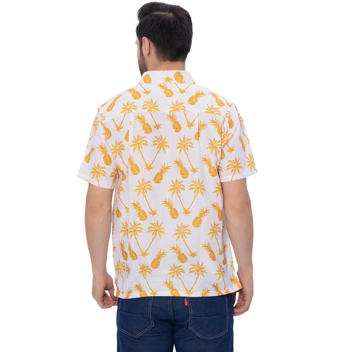 HAPPY BAY Mens Short Sleeve Button Down Shirts for Men XXL Pineapple White - thumbnail 2