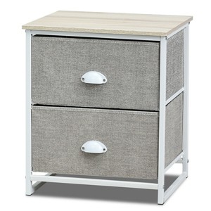 Costway 2 Drawers Nightstand Side Table Storage Unit Display Metal Frame Dorm Room - 1 of 4