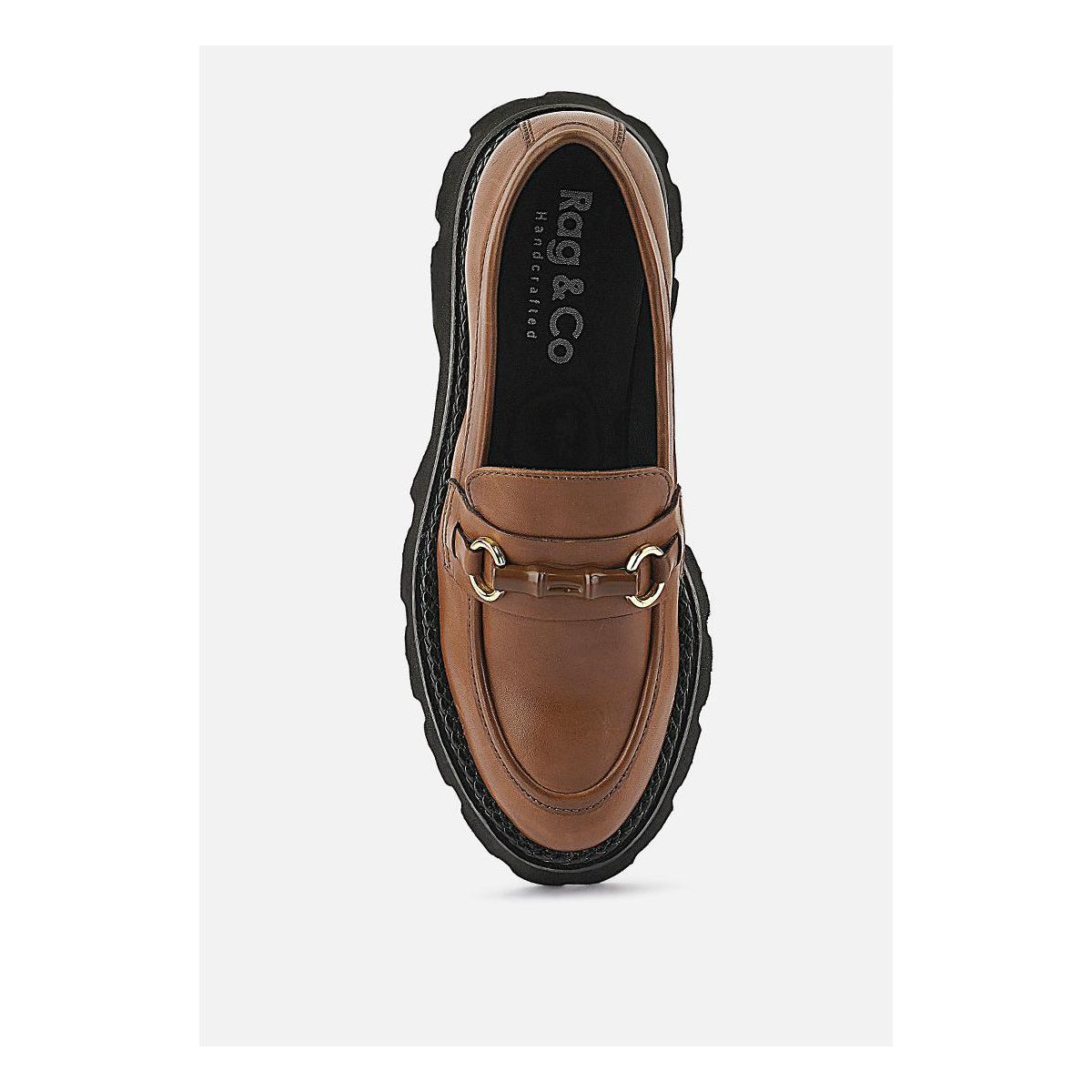 Женские туфли Rag & Co Womens Cheviot Chunky Leather Loafers 9 — фото 8