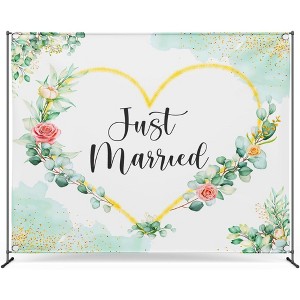 Zink Wedding Photo Backdrop - Wrinkle-Free Photo Studio Backdrop with Just Married Text - 1 of 4