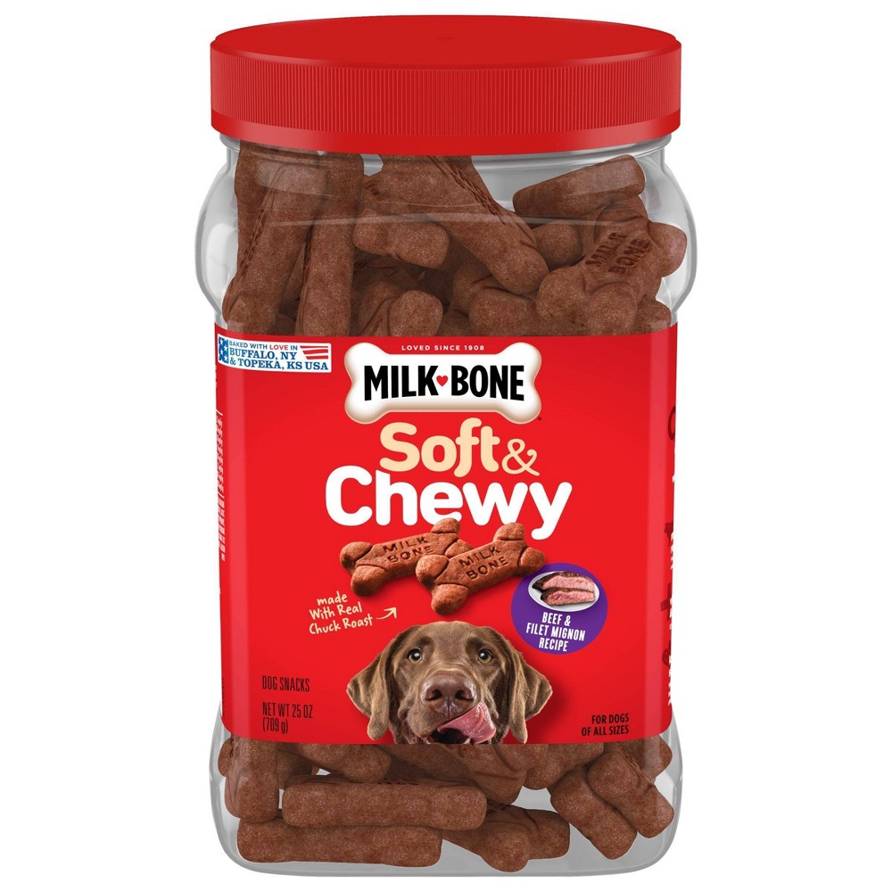Photos - Dog Food Milk-Bone Beef Soft & Chewy Filet Mignon Canister Dog Treats -25oz