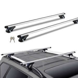 VEVOR Roof Rack Cross Bars, 54" Aluminum Roof Rack Crossbars, Fit Existing Raised Side Rail with Gap, 200 lbs Load Capacity, Silver - 1 of 4