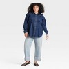 Women's Long Sleeve Denim Darted Waist Button-Down Shirt - Ava & Viv™ - 3 of 3