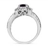 Silver Prong Set Oval Shape Purple Amethyst Solitaire and Diamond Accent Ring - 3 of 4