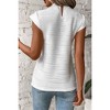 Amaryllis Women's Textured Pleated Top High Neck Cap Sleeve Elegant Structured Blouse - 3 of 4