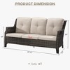 YARDSIGHT Outdoor Wicker 3-Seater Sofa, All-Weather Rattan Patio Couch with Thick Cushions for Garden, Porch, Balcony, Backyard - 3 of 4