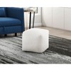 Modern Square Pouf Off-White Faux Fur Fabric Upholstered Ottoman, Footstool, Non-Slip Floor Pouf, Bean Bag Chair, 1pc Sitting Pouf - 4 of 4
