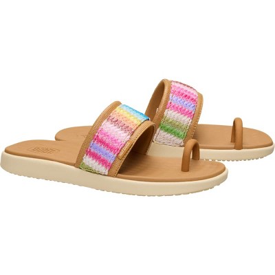 Обувь HEYDUDE Women Maui Breeze Toe Loop , Tan/Multi Rainbow, 10 — фото 2