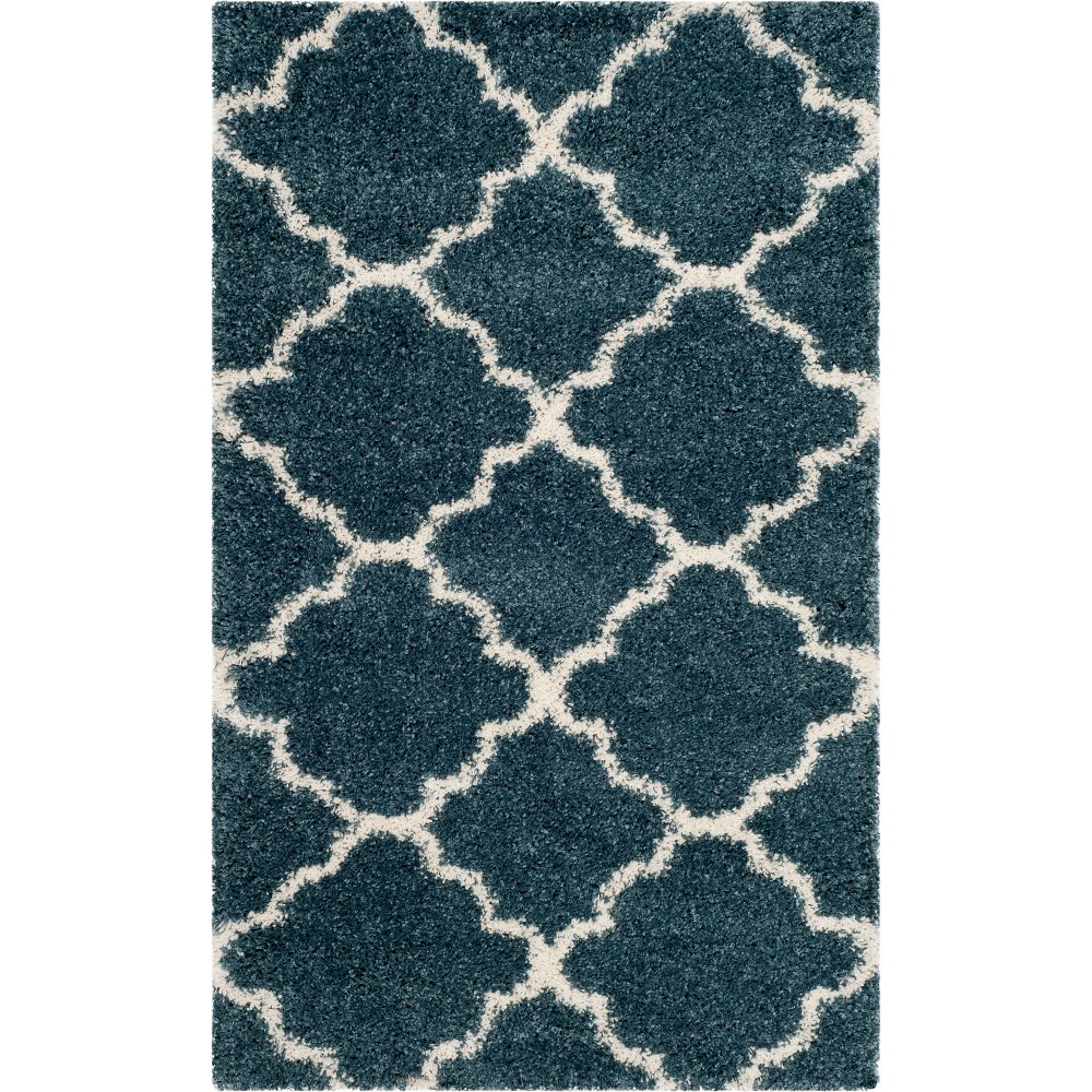 2'x3' Quatrefoil Design Loomed Accent Rug Slate Blue/Ivory - Safavieh