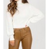 Women's FUZZY SEMICROP SWEATER - OLIVACEOUS - 3 of 4