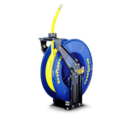 Goodyear Industrial Retractable Air Hose Reel - 1/2" x 50' Ft, 300 PSI Max, 1/2" NPT Connections, Dual Arm