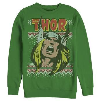 Men's Marvel Thor Retro Comic Holiday Ugly Sweater Sweatshirt