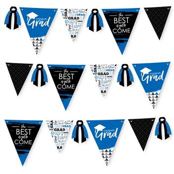 Big Dot of Happiness 30 Piece Blue Graduation Party Pennant Triangle Banner
