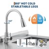 Stainless Steel Utility Sink,  Freestanding Single Bowl with Storage Shelf, Pull-Out Hot & Cold Faucet - 3 of 4
