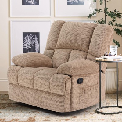 Lirago,Brown,Compact Swivel Rocker Recliner Chair for Adults -Black Metal Frame for Small Spaces