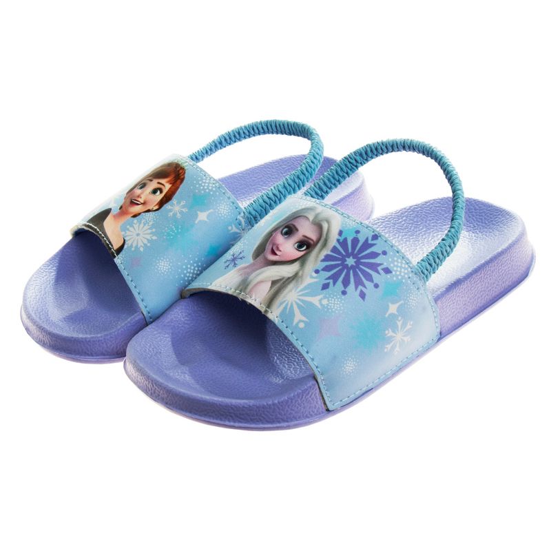 Disney Frozen Anna Elsa Girls Slides - Summer Sandal kids water pool beach shoes with backstrap Open Toe - Lilac (sizes 6-12 Toddler/Little Kid), 4 of 8