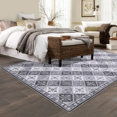 Boho Vintage Area Rug Washable Rugs Non Slip Traditional Floor Carpet Indoor for Living Room Bedroom Dining Room Farmhouse