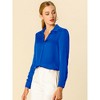 INSPIRE CHIC Women's Elegant V Neck Long Sleeve Office Work Satin Shirt - 2 of 4