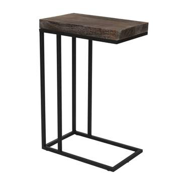 Breeze Casual C Shaped End Table Metal Frame Rustic Brown - Proman Products