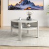 Tangkula Round Coffee Table with 4 Side Compartments 2-Tier Circle Coffee Table - 4 of 4