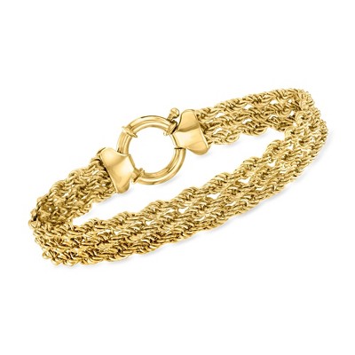Ross-Simons 18kt Gold Over Sterling 9mm 3-Row Rope-Chain Bracelet
