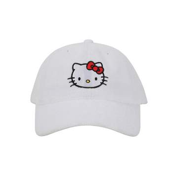 Hello Kitty Embroidered Character Head Art Adult White Baseball Cap