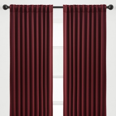 Burgundy Polyester Room Darkening Curtain Panels Set
