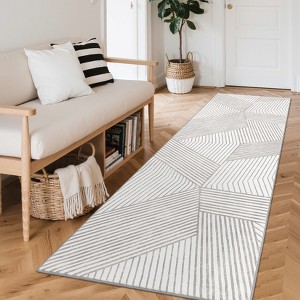 Area Rugs Modern Washable Rug Non-Slip Low Pile Geometric Striped Pattern Rug for Living Room Bedroom - 1 of 4