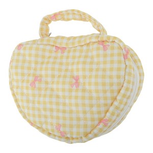 Unique Bargains Heart-shaped Bow & Checkered Pattern Makeup Bag 1 Pc - 1 of 4