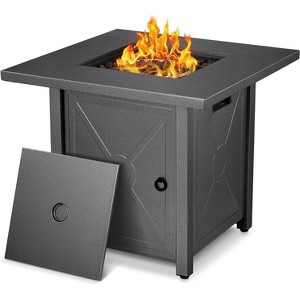 ZAFRO 28" Fire Pit Table, 40000 BTU Propane Fire Pit Table with Lid,Rain Cover and 3 Pounds Lava Stones for Outdoor Backyard, Courtyard - 1 of 4