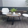 Round Coffee Table Wood Grain and Black Metal - 3 of 4
