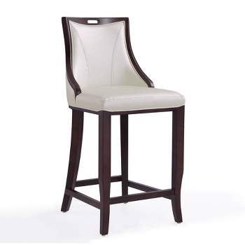 Emperor Upholstered Beech Wood Barstool Pearl White - Manhattan Comfort