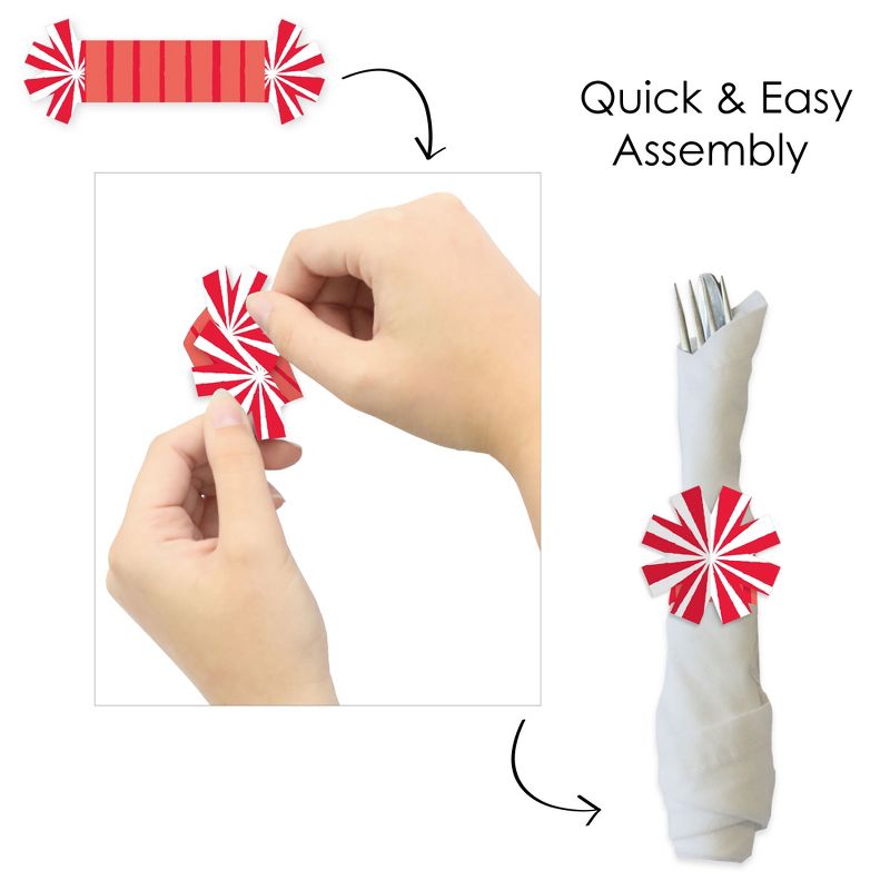 Big Dot of Happiness Red Stripes - Simple Party Paper Napkin Holder - Napkin Rings - Set of 24, 5 of 9