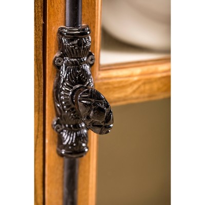 Two-Toned White and Natural Mango Wood Credenza with Tempered Glass