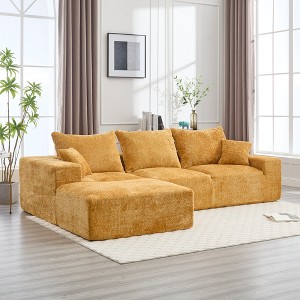 108.27'' Chenille Fabric L-Shaped Sectional Sofa with Deep Seating, Removable Throw Pillows, and No Installation - 1 of 4