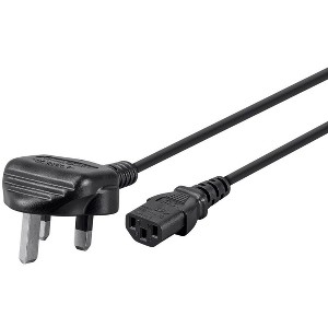 Monoprice Power Cord - 6 Feet - Black | BS 1363 (UK) to IEC 60320 C13, 18AWG, 5A/1250W, 250V, 3-Prong, Fused - 1 of 4
