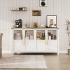 55'' Large Sideboard Buffet Cabinet, Glass Door Kitchen Storage Cabinet, Wooden Farmhouse Coffee Bar Cabinet, Buffet Table with Storage - 2 of 4