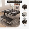 4-Piece Compact Kitchen Dining Table Set for 4,Upholstered Bench+2 Stools with Storage Shelf–Metal Frame Wood Tabletop - 3 of 4