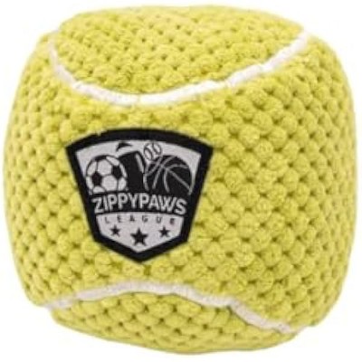 ZippyPaws SportsBallz - Dog Squeaky Toys to Keep Them Busy, Funny Plush Cute Stuffed Puppy Toy, Interactive Squeaker - Tennis
